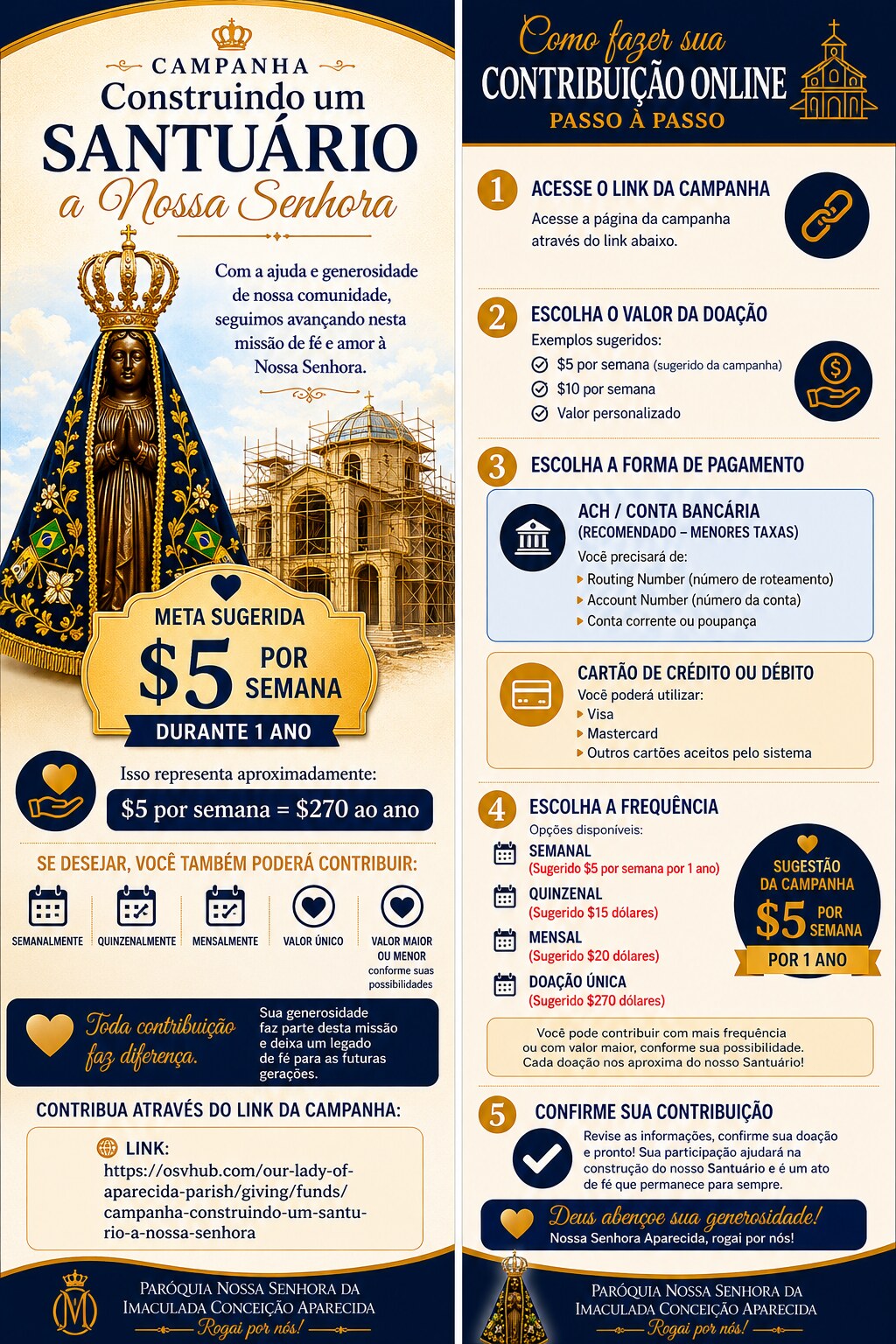 Folheto da campanha com instruções de doação