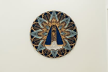 Inlaid wall medallion of Our Lady of Aparecida