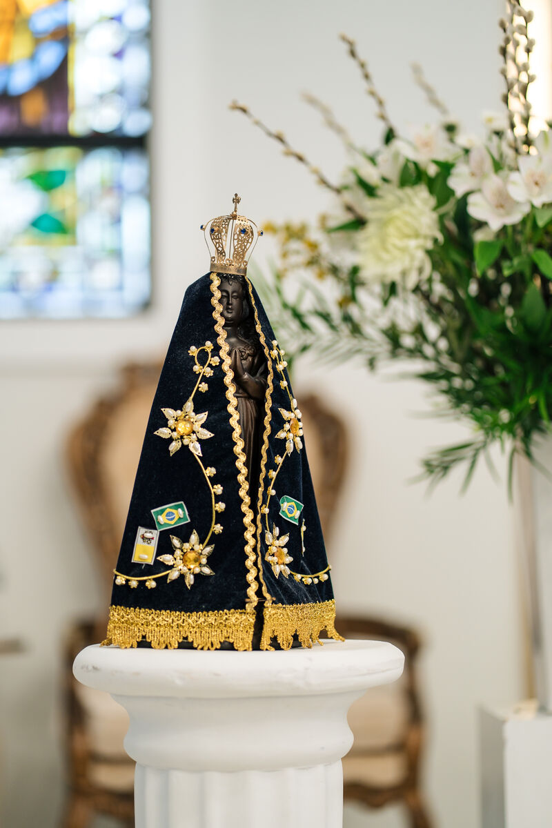 Statue of Our Lady of Aparecida on a pedestal